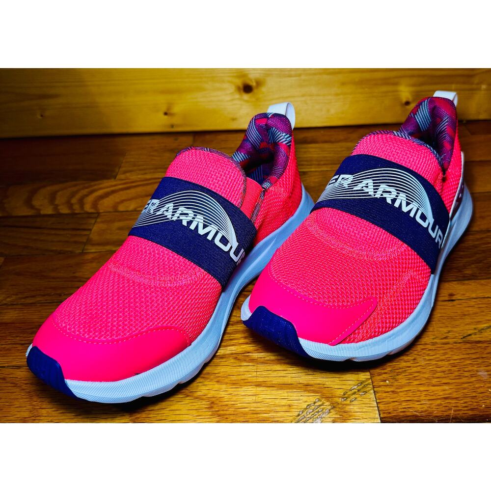 Under Armour Girls Slip-On Running Shoes Pink/Purple – Youth Size 5 – NWT